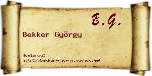 Bekker György névjegykártya