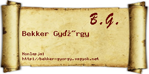 Bekker György névjegykártya